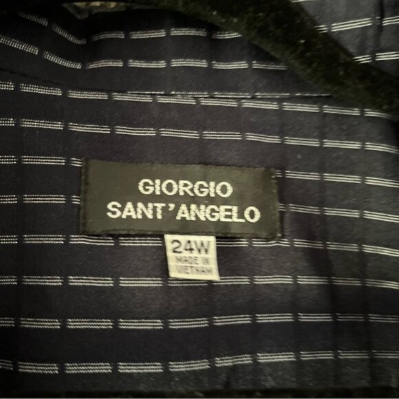 Navy Blue & White Patterned Skirt Suit with Ruffle Bottom, Size 24W - Picture 2 of 14